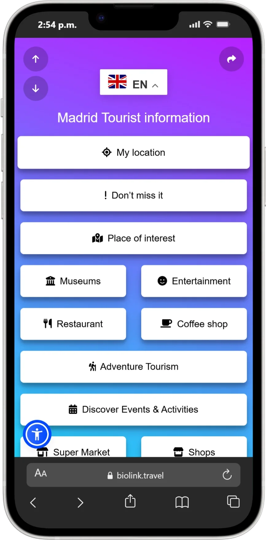 Screenshot of biolink page examples